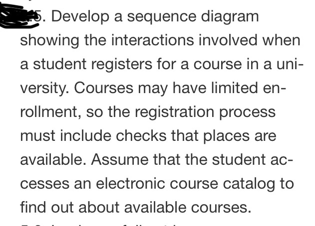 Solved 5. Develop a sequence diagram showing the | Chegg.com