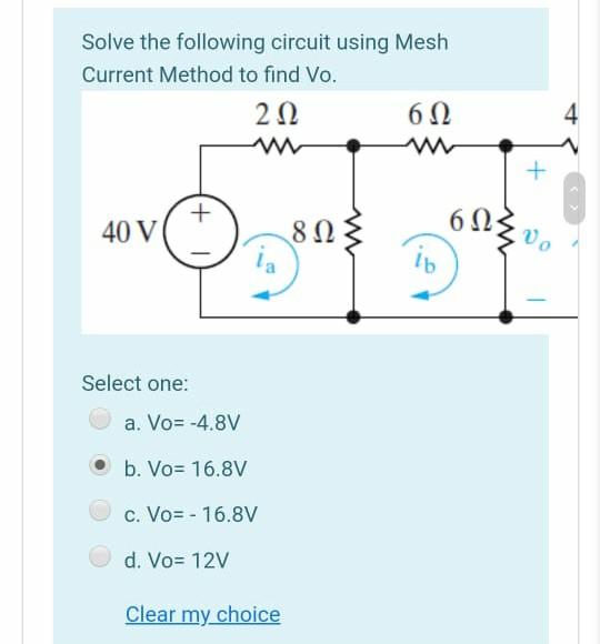 Solved Solve the following circuit using Mesh Current Method | Chegg.com