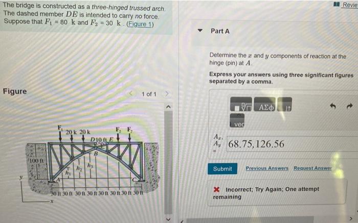 Solved Revie The bridge is constructed as a three-hinged | Chegg.com