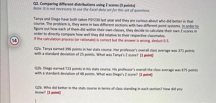 Solved Q2. Comparing different distributions using Z scores | Chegg.com