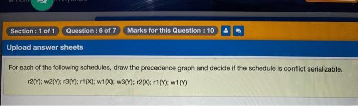 Solved Section : : 1 of 1 Question : 6 of 7 Marks for this | Chegg.com