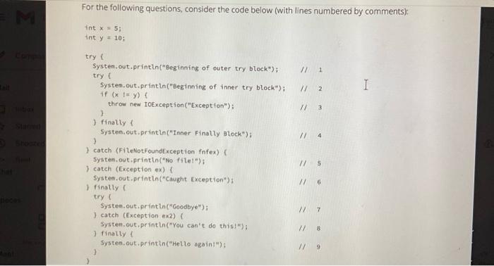 Solved For the following questions, consider the code below | Chegg.com