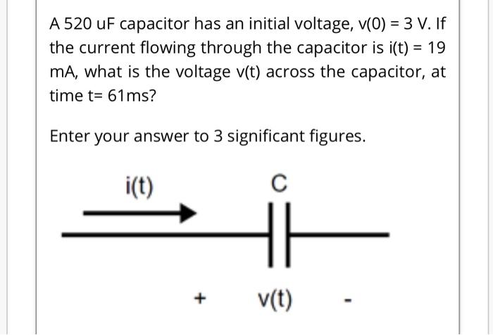 Solved A 5 Uf Capacitor Has An Initial Voltage V 0 Chegg Com