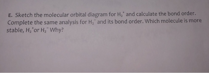 Solved E. Sketch the molecular orbital diagram for H2' and | Chegg.com