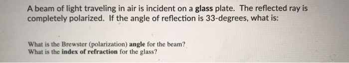 Solved A beam of light traveling in air is incident on a | Chegg.com