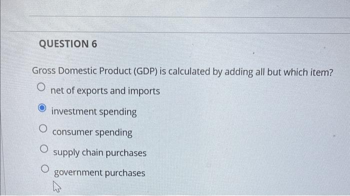 Solved Gross Domestic Product (GDP) Is Calculated By Adding | Chegg.com