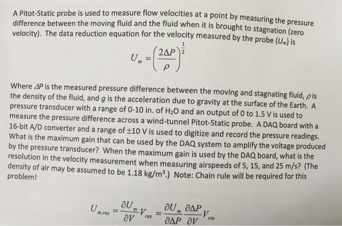 measure flow velocities at a point by measuring the | Chegg.com