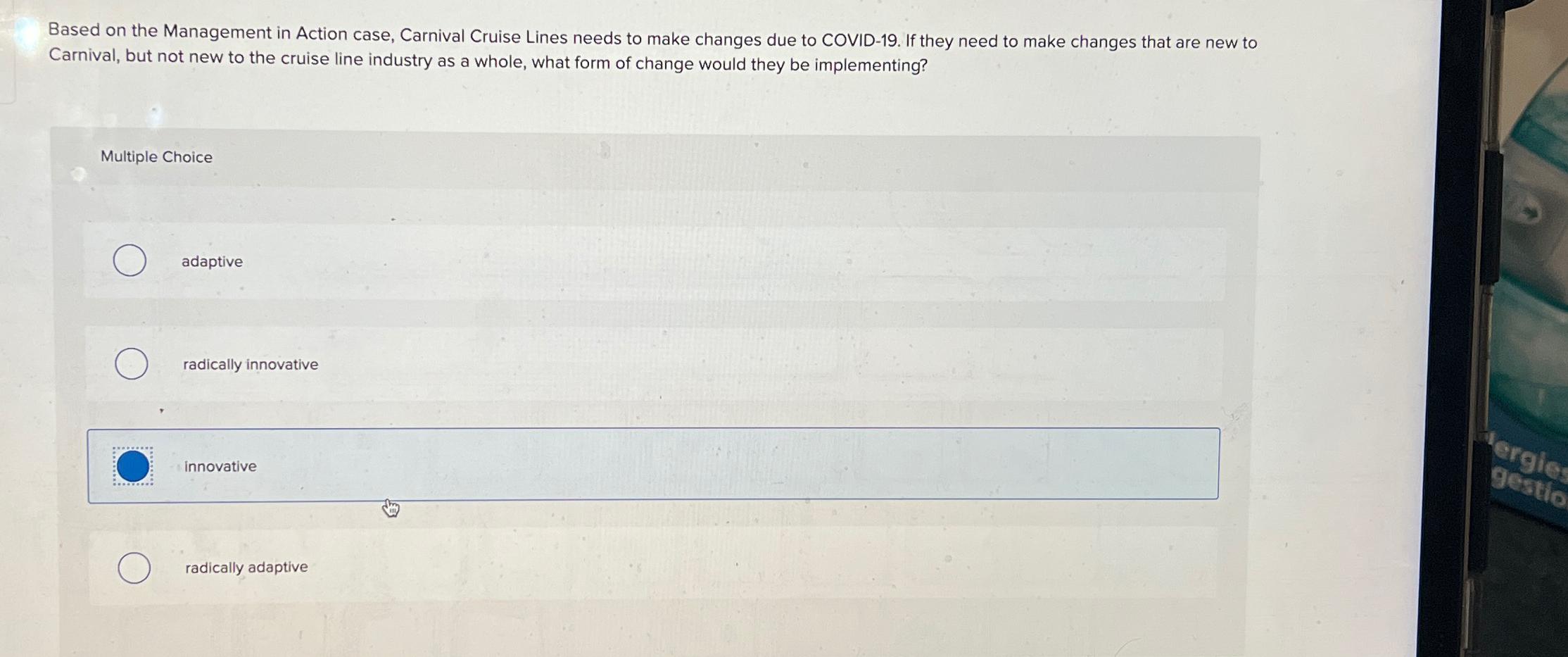 Solved Based on the Management in Action case, Carnival | Chegg.com