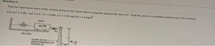Solved Question 2 Find the equivalent mass of the system | Chegg.com