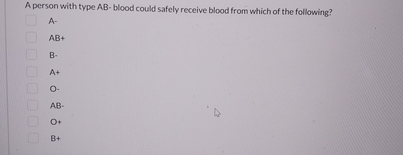 Solved A person with type AB-blood could safely receive | Chegg.com
