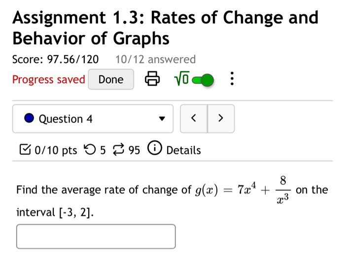 assignment 1.3 rates of change and behavior of graphs