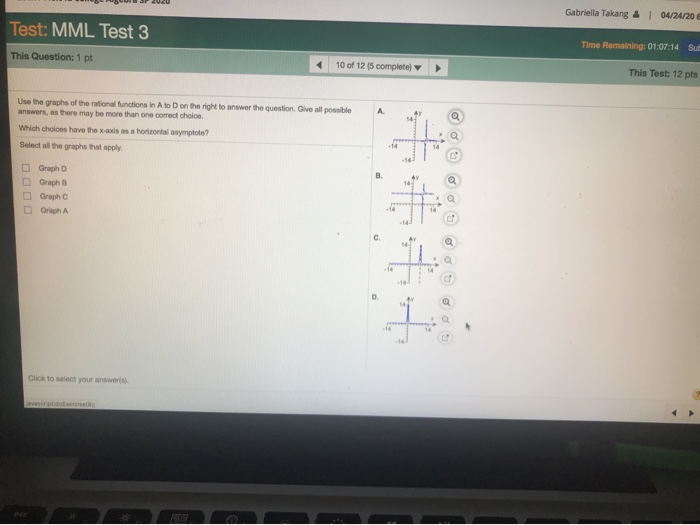 Solved Gabriella Takang & 04/24/20 Test MML Test 3 Time