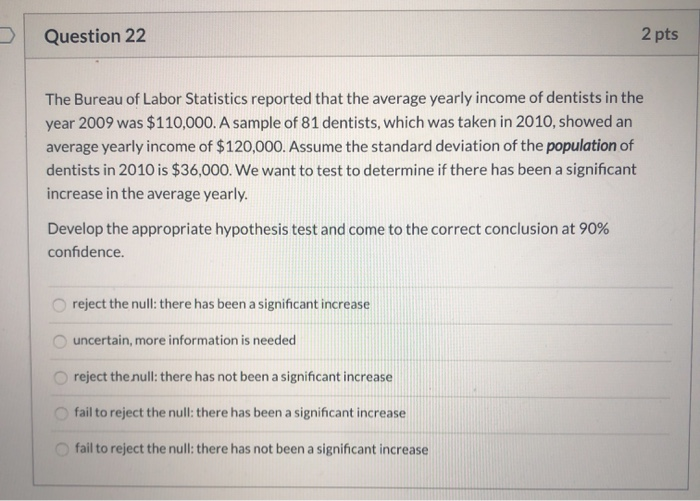 Solved Question 22 2 pts The Bureau of Labor Statistics | Chegg.com