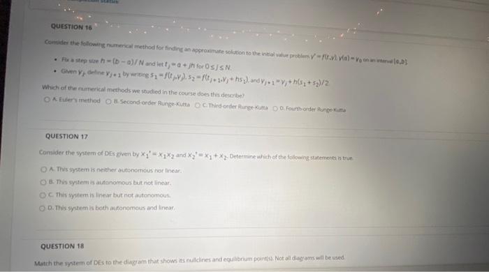 Solved QUESTION 16 Codes the following numerical method for | Chegg.com