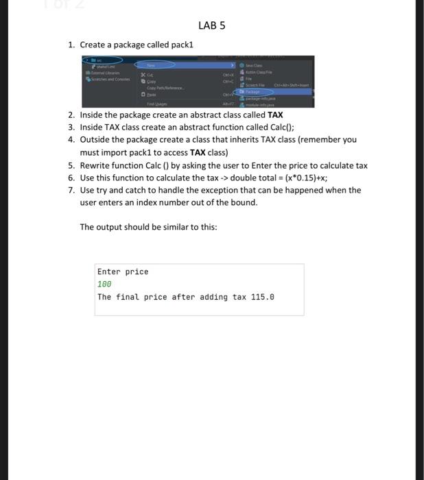 Solved 1. Create a package called pack1 2. Inside the | Chegg.com