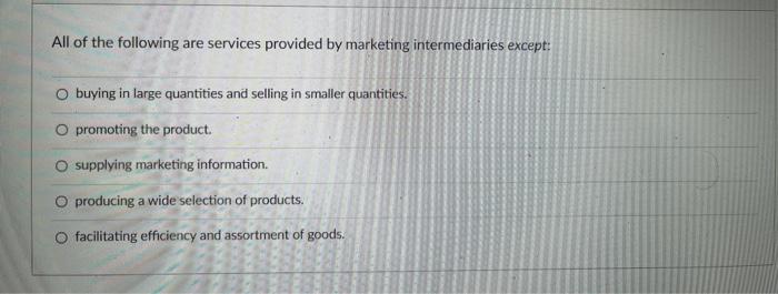 Solved All of the following are services provided by | Chegg.com