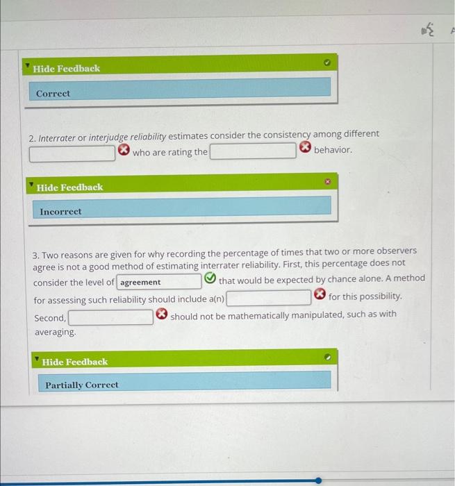Solved 2. Interrater or interjudge reliability estimates | Chegg.com
