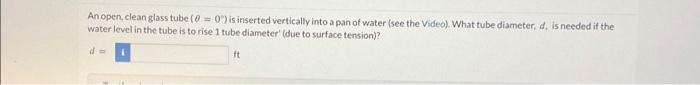 Solved An open, clean glass tube (θ=0∘) is inserted | Chegg.com