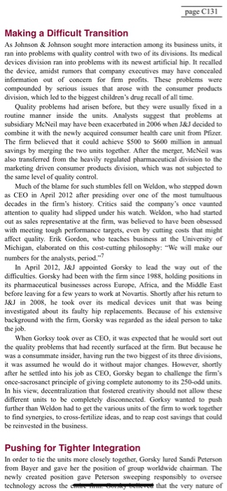 Solved Initial Thread: Read Case 19: "Johnson & Johnson", | Chegg.com