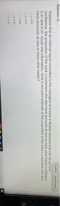 Solved Question 12 1 points Save Antwer Suppose that an | Chegg.com
