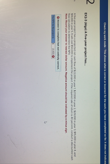 Solved Check my work mode: This shows what is correct or | Chegg.com