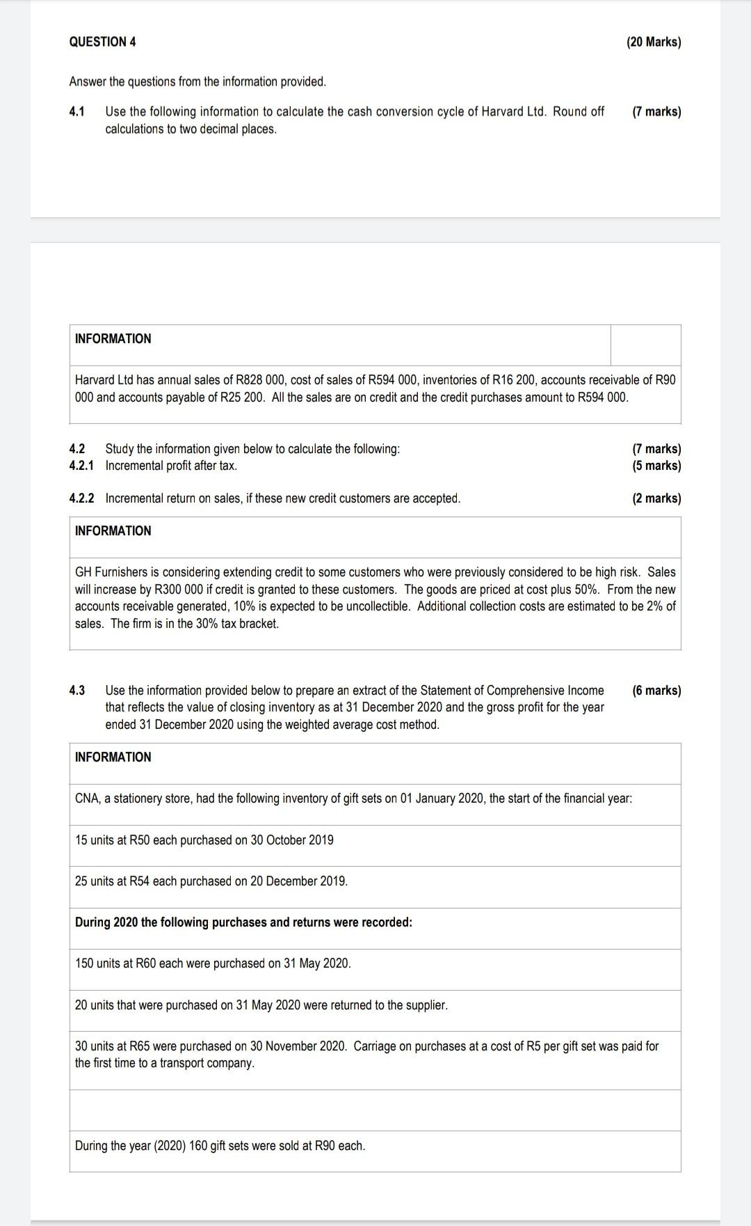 Solved QUESTION 4 (20 Marks) Answer the questions from the | Chegg.com