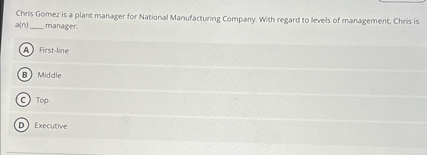 Solved Chris Gomez is a plant manager for National | Chegg.com