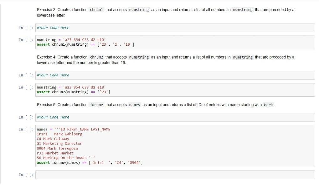 Solved Exercise 3: Create a function chnumi that accepts | Chegg.com