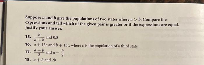 Solved Suppose A And B Give The Populations Of Two States | Chegg.com