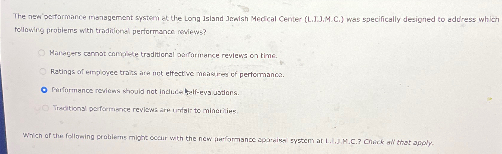 Solved The new performance management system at the Long | Chegg.com