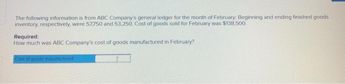 Solved The Following Information Is From ABC Company s Chegg