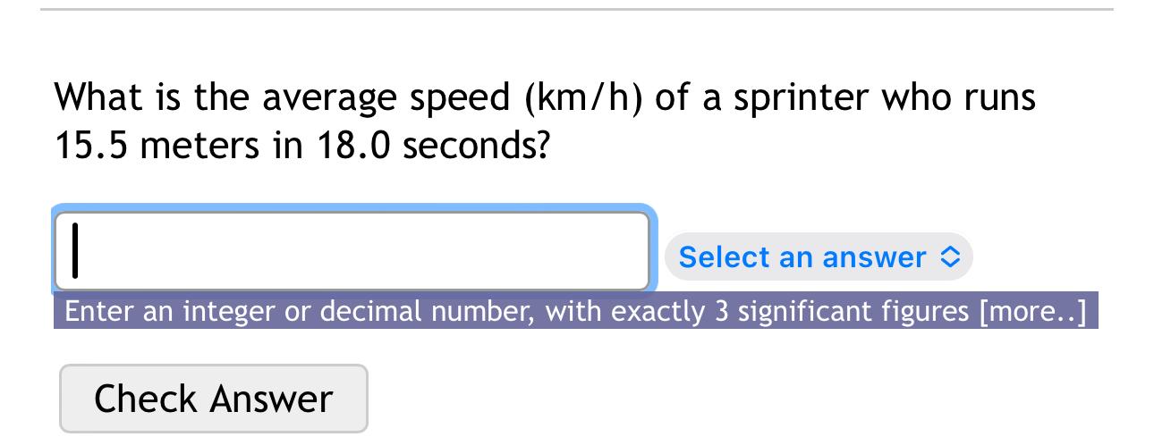Solved What is the average speed (kmh) ﻿of a sprinter who | Chegg.com
