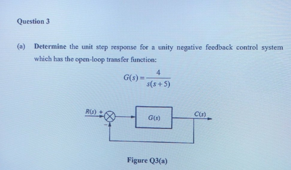 Solved Question 3 (a) Determine the unit step response for a | Chegg.com