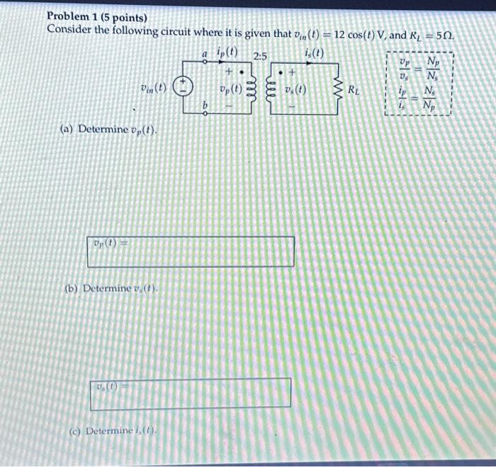 Solved Problem 1 (5 Points) Consider The Following Circuit | Chegg.com