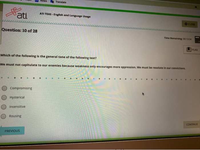 Solved Nows Translate Ati Teas English And Language Usage Chegg Com