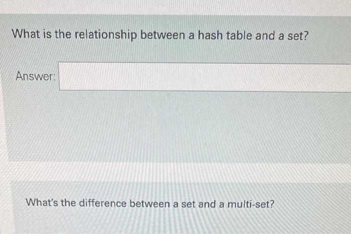 Solved What is the relationship between a hash table and a | Chegg.com