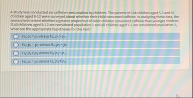 Solved A study was conducted on caffeine consumption by | Chegg.com