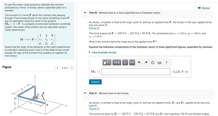 Solved To use the vector cross product to calculate the | Chegg.com