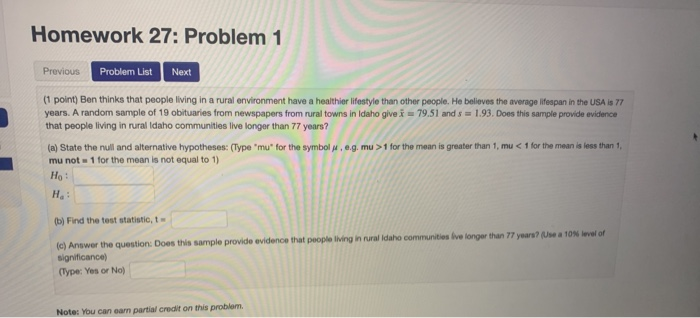 Solved Homework 27: Problem 1 Previous Probler List Next (1 | Chegg.com