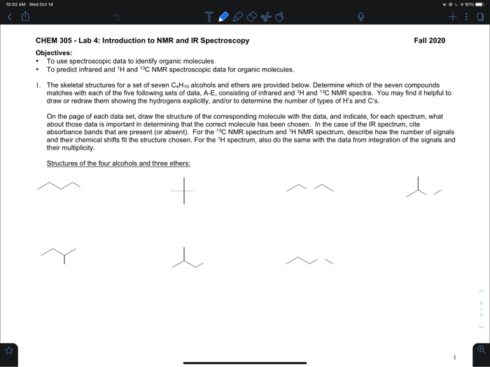 Solved 10:02 AM Wed Oct 14 91% CHEM 305 - Lab 4: | Chegg.com