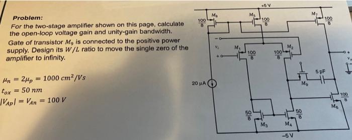 Solved Problem: For the two-stage amplifier shown on this | Chegg.com