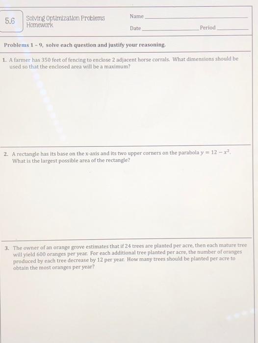 5 6 solving optimization problems homework answer key