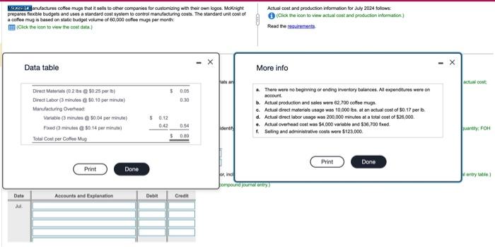 Actual Cost And Production Information For July 2024 Chegg Com   Image