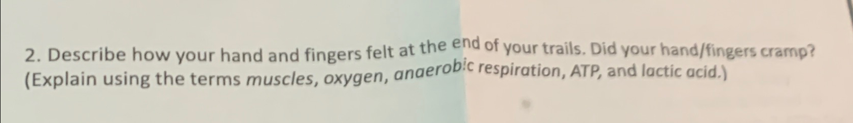 Solved Describe how your hand and fingers felt at the end of | Chegg.com