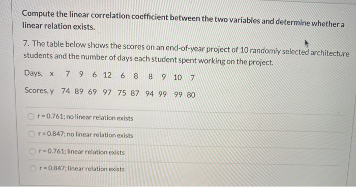 Solved Compute the linear correlation coefficient between | Chegg.com