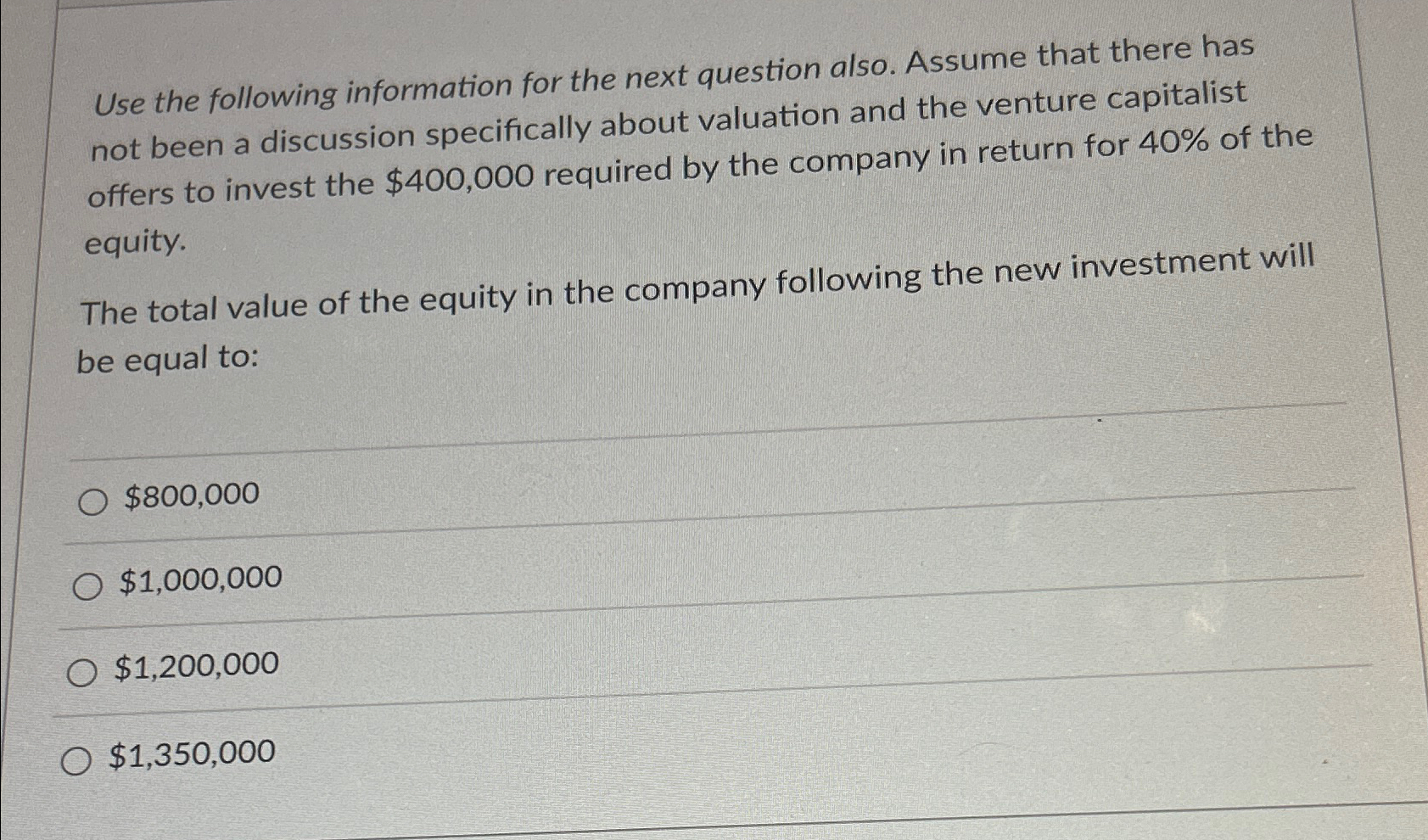 Use the following information for the next question | Chegg.com