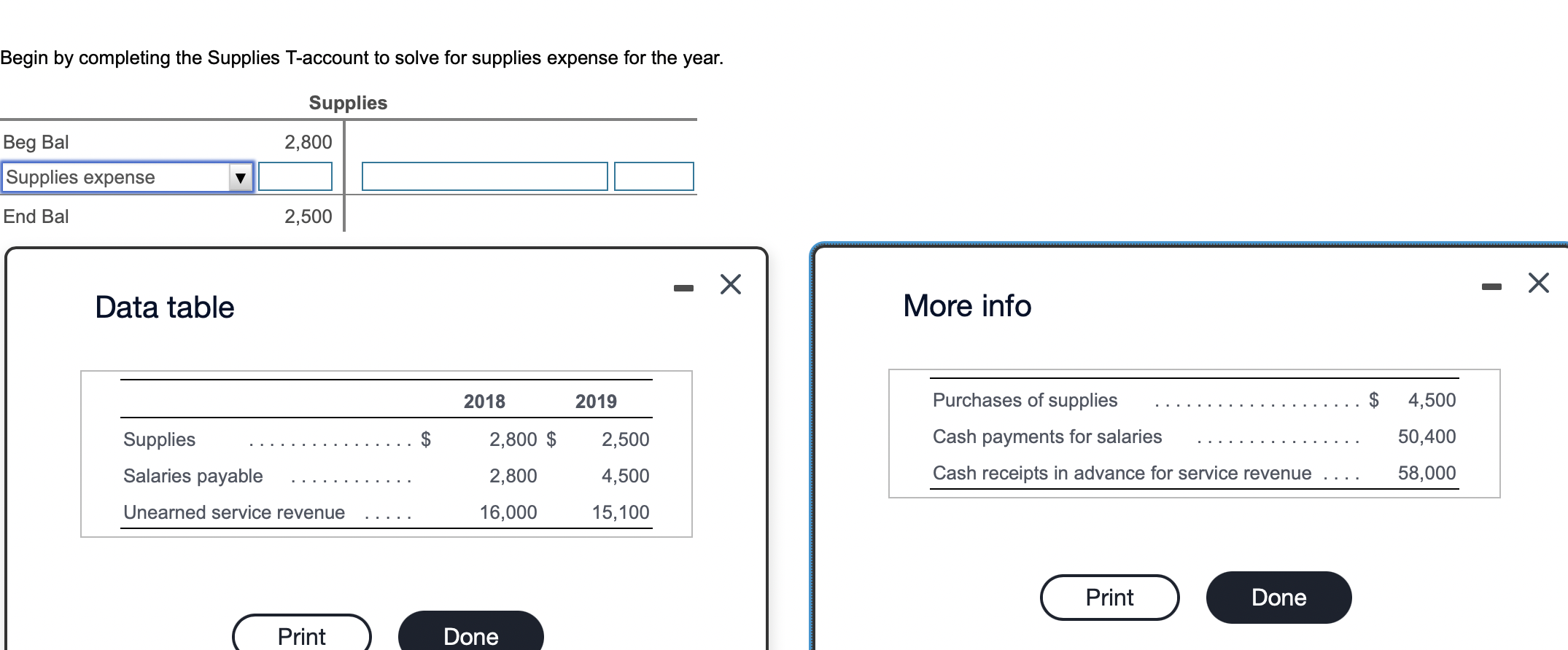 Solved Begin by completing the Supplies Taccount to solve