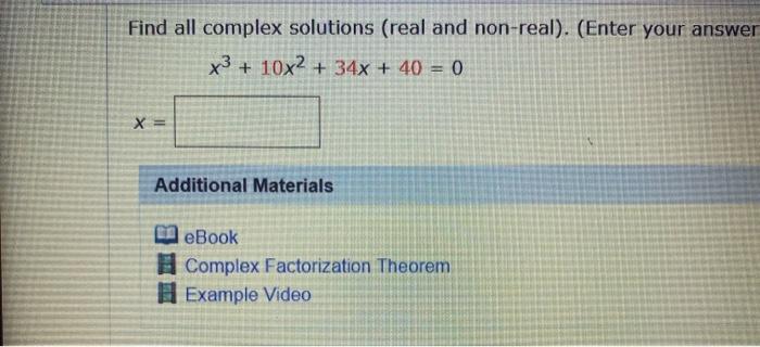 Solved Find all complex solutions (real and non-real). | Chegg.com