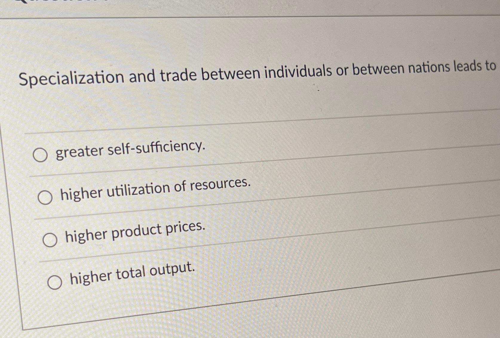 Solved Specialization And Trade Between Individuals Or Chegg Com   Image