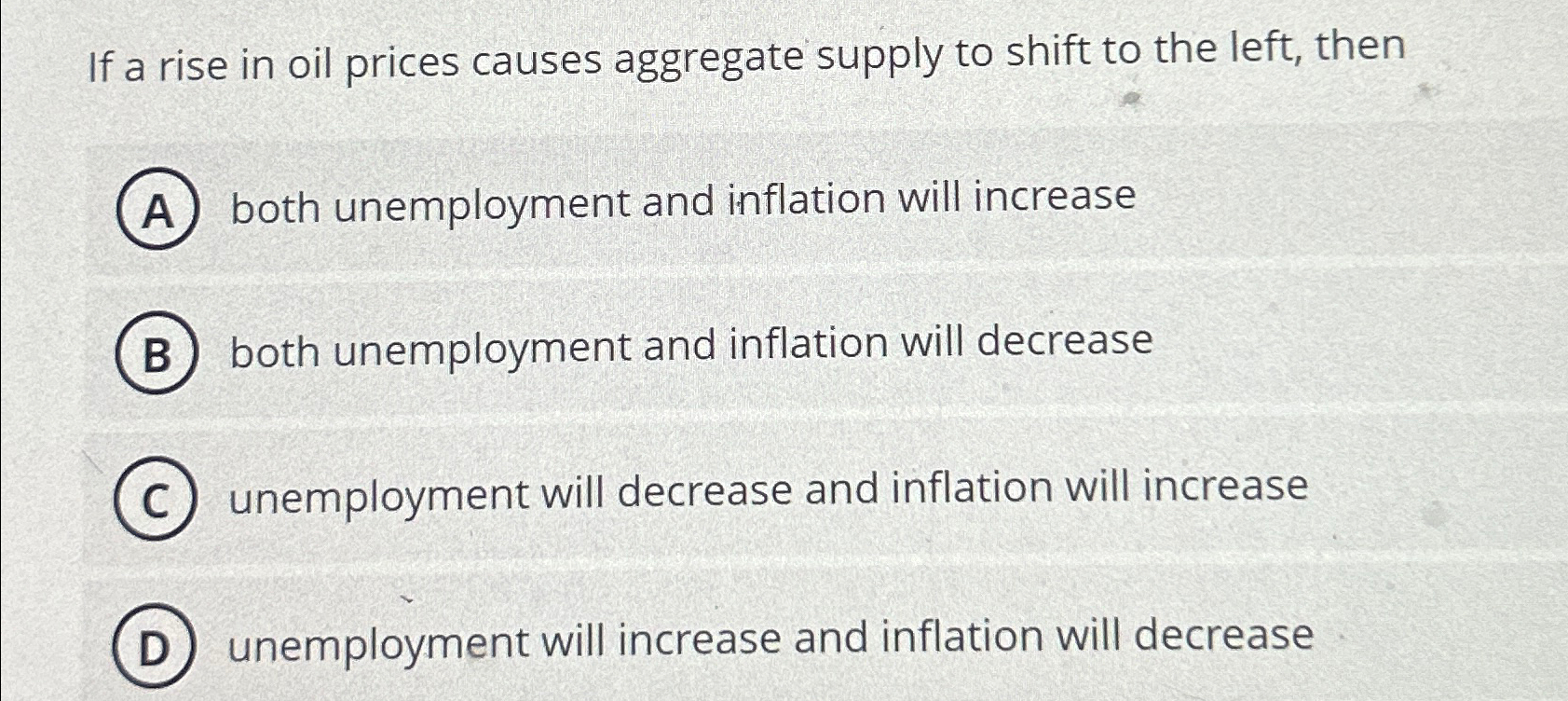 Solved If a rise in oil prices causes aggregate supply to | Chegg.com